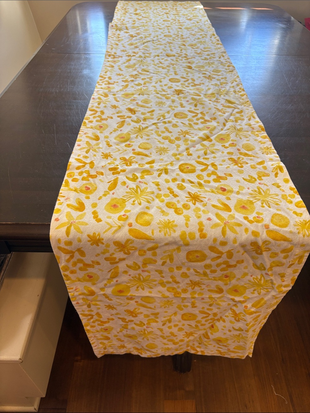 Sur La Table Yellow Floral Table Runner